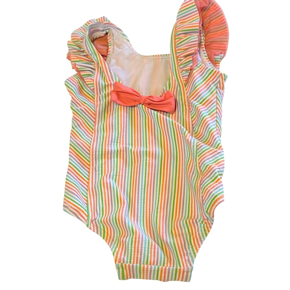 Ruffle Butts Rainbow Seersucker Ruffle One Piece Swimsuit 18-24 M Swim Summer - Picture 2 of 6